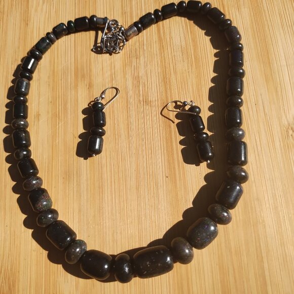 Jay King DTR mine finds Black Opal Necklace and earrings set 925 Sterling Silver - Picture 7 of 16